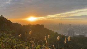 A stunning timelapse video of the sunset over Taipei city, featuring the iconic Taipei 101 skyscraper. The video was captured from Elephant Mountain, a popular hiking trail that offers panoramic views