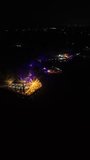 Vertical aerial footage of Perintis Lake at night, Gorontalo-Indonesia