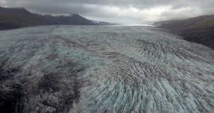 ICELAND – SEPTEMBER 2016 : Aerial shot over Vatnajökull Glacier on a beautiful day with amazind landscape in view