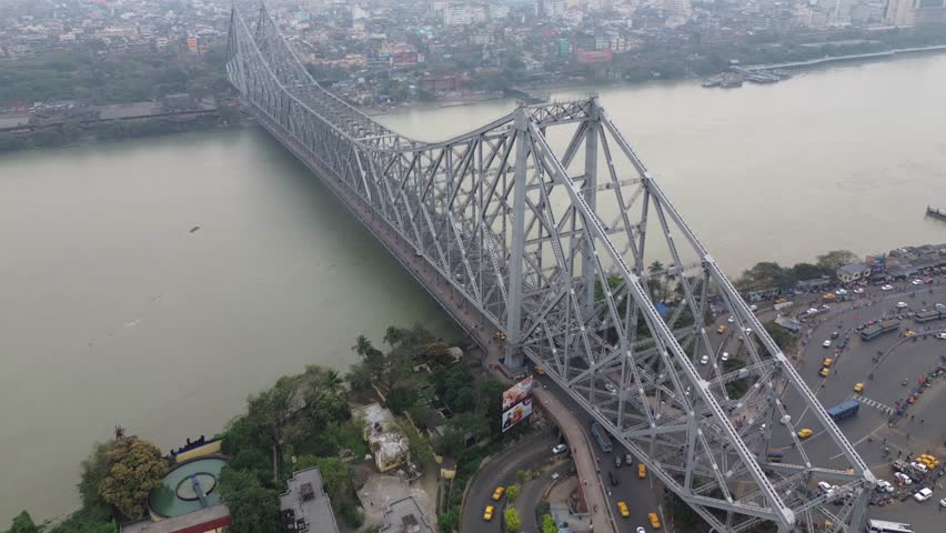 Howrah Bridge Kolkata West Bengal India Royalty-Free Stock Footage #3450517549