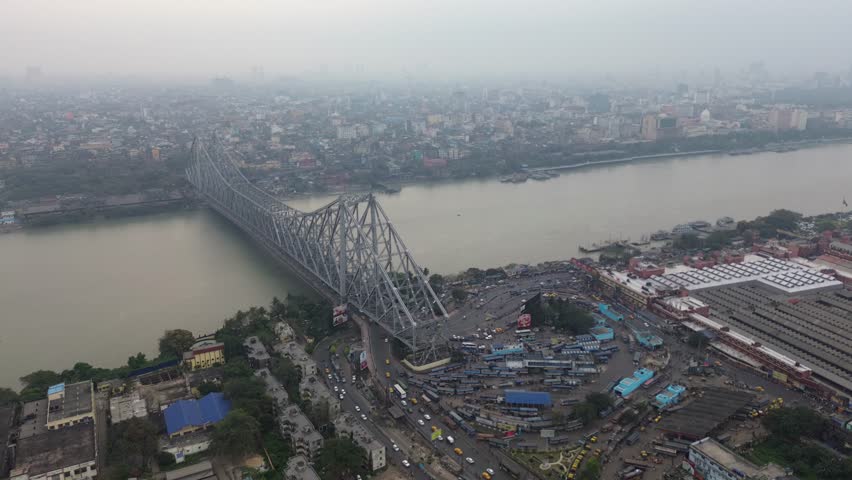 Howrah Bridge Kolkata West Bengal India Royalty-Free Stock Footage #3450518395