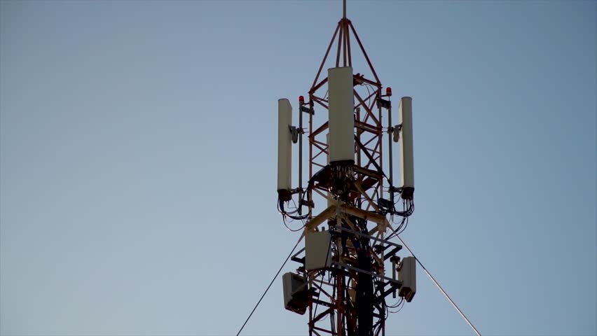 Slow motion, communication antenna in the roof of a building