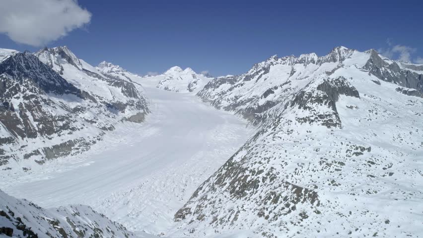 Aerial of Aletsch glacier in Switzerland