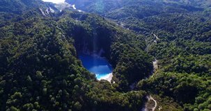 NEW ZEALAND – MARCH 2016 : Aerial shot of Rotorua Thermal Lakes on a beautiful day with amazing landscape in view