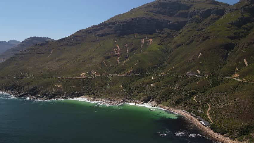 South African Chapman Peak Drive from Top and along the coast Royalty-Free Stock Footage #3450812441