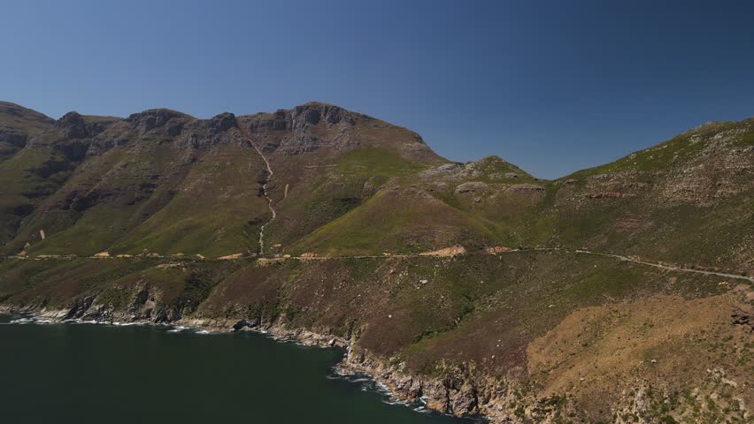 South African Chapman Peak Drive from Top and along the coast Royalty-Free Stock Footage #3450816607