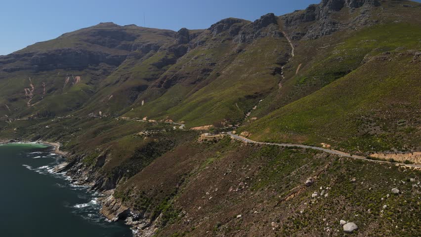 South African Chapman Peak Drive from Top and along the coast Royalty-Free Stock Footage #3450821777