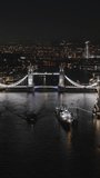 Vertical Video of London, Vertical Aerial View Shot, night, evening