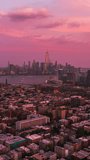 Vertical Video of New York, Vertical Aerial View Shot, sunset, sunrise