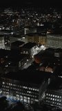 Vertical Video of Sheffield, Vertical Aerial View Shot, night, evening