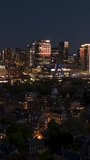 Vertical Video of Boston, Vertical Aerial View Shot, night, evening