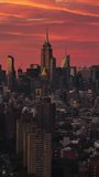 Vertical Video of New York City, Vertical Aerial View Shot, sunset, sunrise