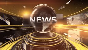 3d Breaking news intro animation with globe in circular abstract yellow scene with world map around - Powered by Shutterstock - Get 15% off with code: PIKWIZARD15