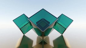 Dynamic Geometric Cubes: Abstract 3D Animation of Rotating Transparent Green Glass Cubes on Mirrored Surface - Powered by Shutterstock - Get 15% off with code: PIKWIZARD15