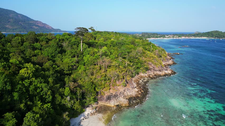 rocks lonely sandy beach koh lipe island thailand. Best aerial top view flight descending drone
4k footage Royalty-Free Stock Footage #3451190161