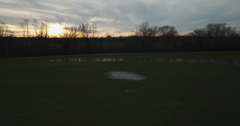Twilight over Loosahatchie Park, TN, with wetland reflections and trees