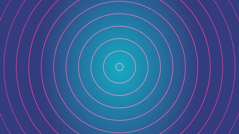 Red radio signal effect and blue background. Animation and motion graphic background. Circles radiating wave out from the center.