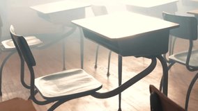 Classroom zoom and dolly shot through the desks - Powered by Shutterstock - Get 15% off with code: PIKWIZARD15