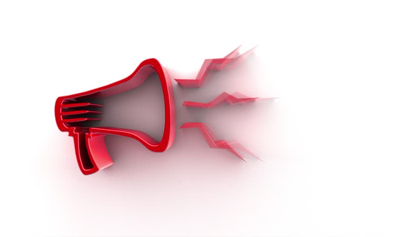 Red Megaphone on a white background call to action for advertisement video, web concept