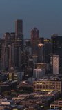 Vertical Video of Seattle, Vertical Aerial View Shot, night, evening