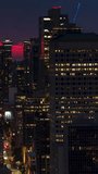 Vertical Video of Seattle, Vertical Aerial View Shot, night, evening