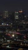 Vertical Video of San Francisco, Aerial View Shot, Night Evening
