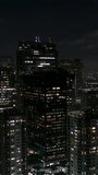 Vertical Video of San Francisco, Aerial View Shot, Night Evening