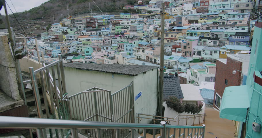 Landscape View from stairs of Gamcheon Village in Busan City, South Korea