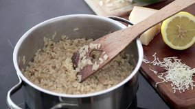 Cooking risotto, Italian cuisine, video HD 1080 footage 25 fps