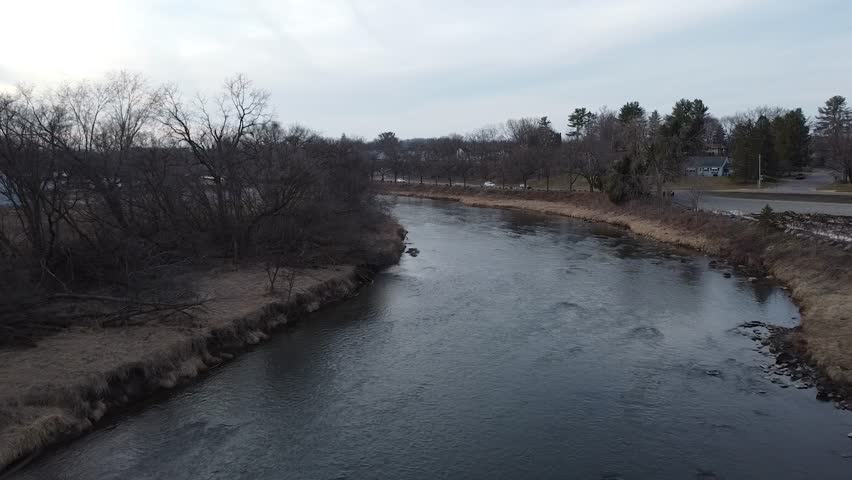 Flying Over a River in Baraboo, Wisconsin