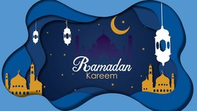Ramadan Kareem greeting looping animation,  4K Footage, paper craft style, swing lantern animation - Powered by Shutterstock - Get 15% off with code: PIKWIZARD15