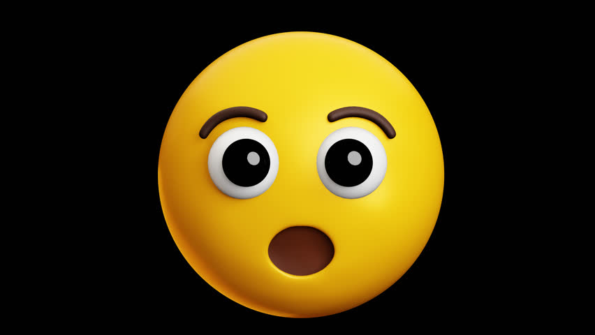 Amazed, surprised emoji, 3d emoticon animation, Alpha channel, Transparent video