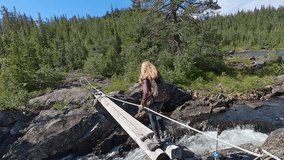 Hiking adventure along an idyllic wild river (Bø) in province Vestfold and Telemark (Vestfold og Telemark), Norway