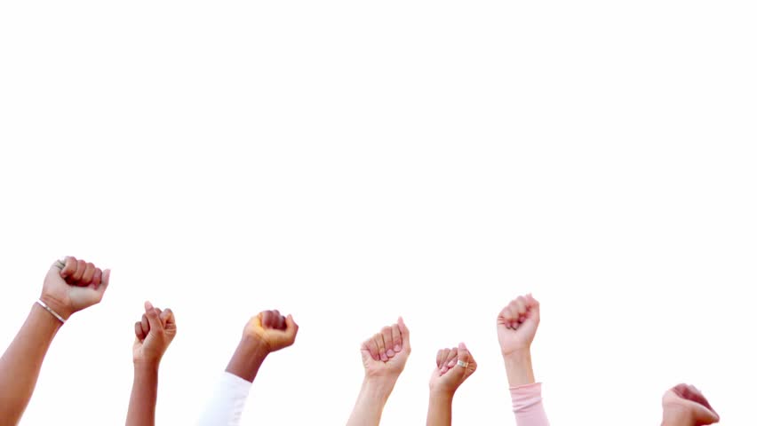 Fist of multi-ethnic people raising angrily in the air Royalty-Free Stock Footage #3451576747