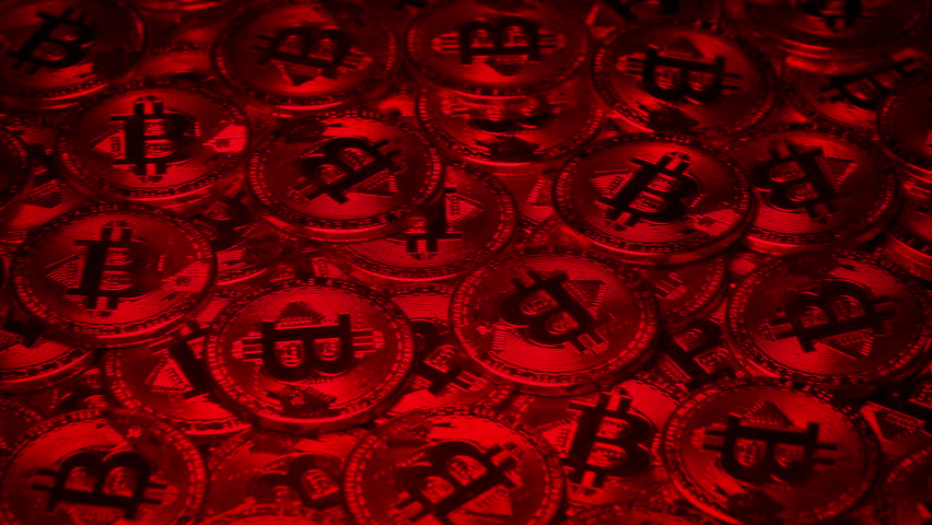 Bitcoins In Red Light, Crash Devaluation Concept