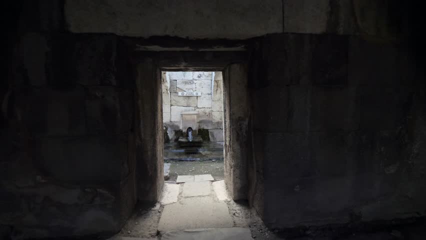 historical water fountain in the ancient city of agora in izmir