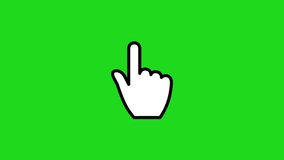 Animated hand cursor pointing up. Hand cursor up on green screen