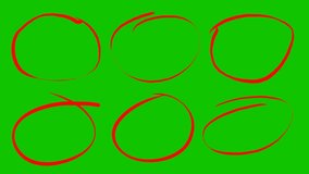 A set of hand drawn red doodle circles designed on a green background - Powered by Shutterstock - Get 15% off with code: PIKWIZARD15