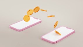 Mobile banking concept, coin moving from smartphone to other cellphone, online money transfer e-wallet, 3D rendering. - Powered by Shutterstock - Get 15% off with code: PIKWIZARD15
