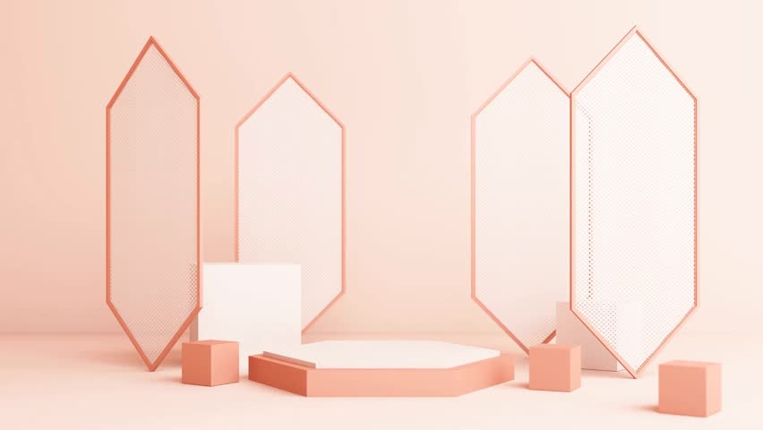 Geometric Elegance, Podium Presentation with Abstract Pastel Background, Explore geometric elegance with a podium presentation set against an abstract pastel background, ideal for social media banner