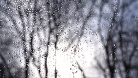 Raindrops on wet window glass against the background of the sun. - Powered by Shutterstock - Get 15% off with code: PIKWIZARD15
