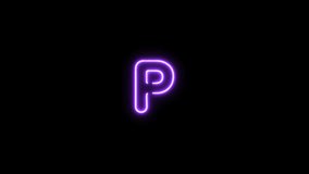 Alphabet P letter neon motion graphic with alpha channel. Purple neon light letters turn on and turn off isolated character animated on transparent background. - Powered by Shutterstock - Get 15% off with code: PIKWIZARD15