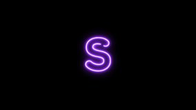 Alphabet S letter neon motion graphic with alpha channel. Purple neon light letters turn on and turn off isolated character animated on transparent background. - Powered by Shutterstock - Get 15% off with code: PIKWIZARD15