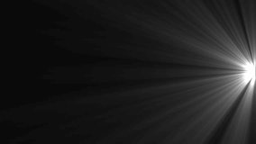 White light beams on black background. Light animation. Dynamic sun rays. 23,98fps