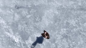 Ice Skating Performance on Frozen Çıldır Lake Drone Video, Cildir Lake Ardahan, Kars Turkiye (Turkey)