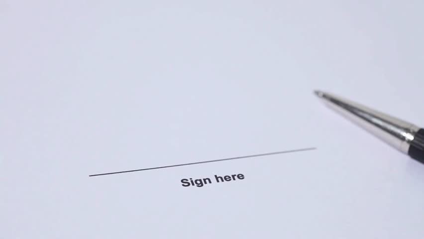 Close-up Macro Shot. Two Businessman signing contract document start business agreement dealing teamwork Focused executive ceo signing motion 4k movie