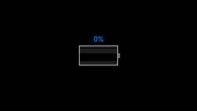 Battery charging animation. Battery charging animation icon with charging bar indicator and percentage countdown number. Battery Charge Level Indicator Animation.