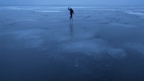 Figure skating, Arctic nature landscape in Unesco World Heritage Site, World of ice, Drone aerial top view video in 4k, Climate Change and Global Warming, Iceberg, An aerial view of Bay in Antarctica 