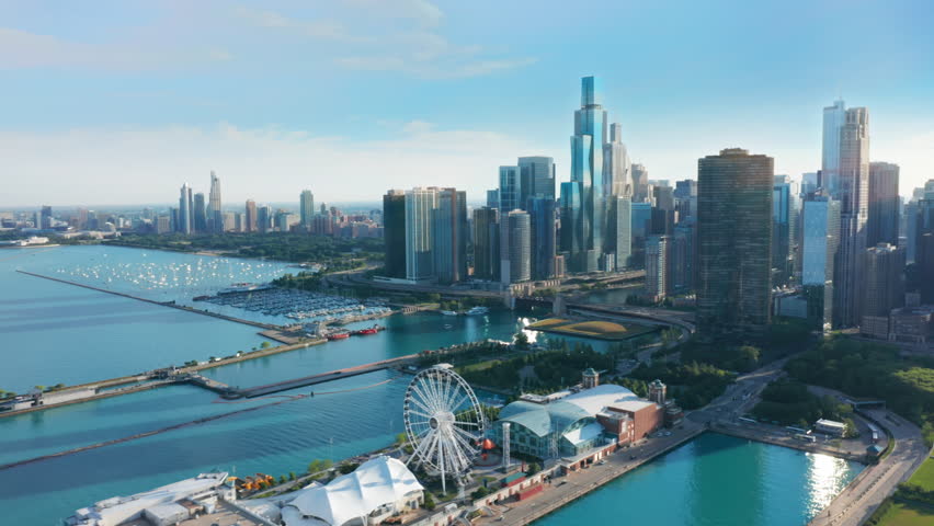 Zoom out aerial collage Scenic cityscapes of Chicago, New York City, Los Angeles, Honolulu Hawaii, Miami beach Florida, Austin Texas, Seattle, San Francisco. Major megapolis United States downtowns 4K Royalty-Free Stock Footage #3452552939
