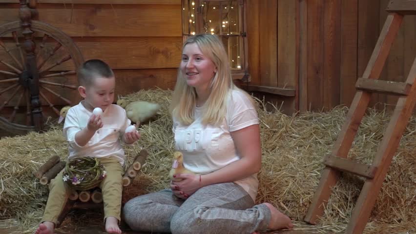 Slow Motion family with little yellow duckling